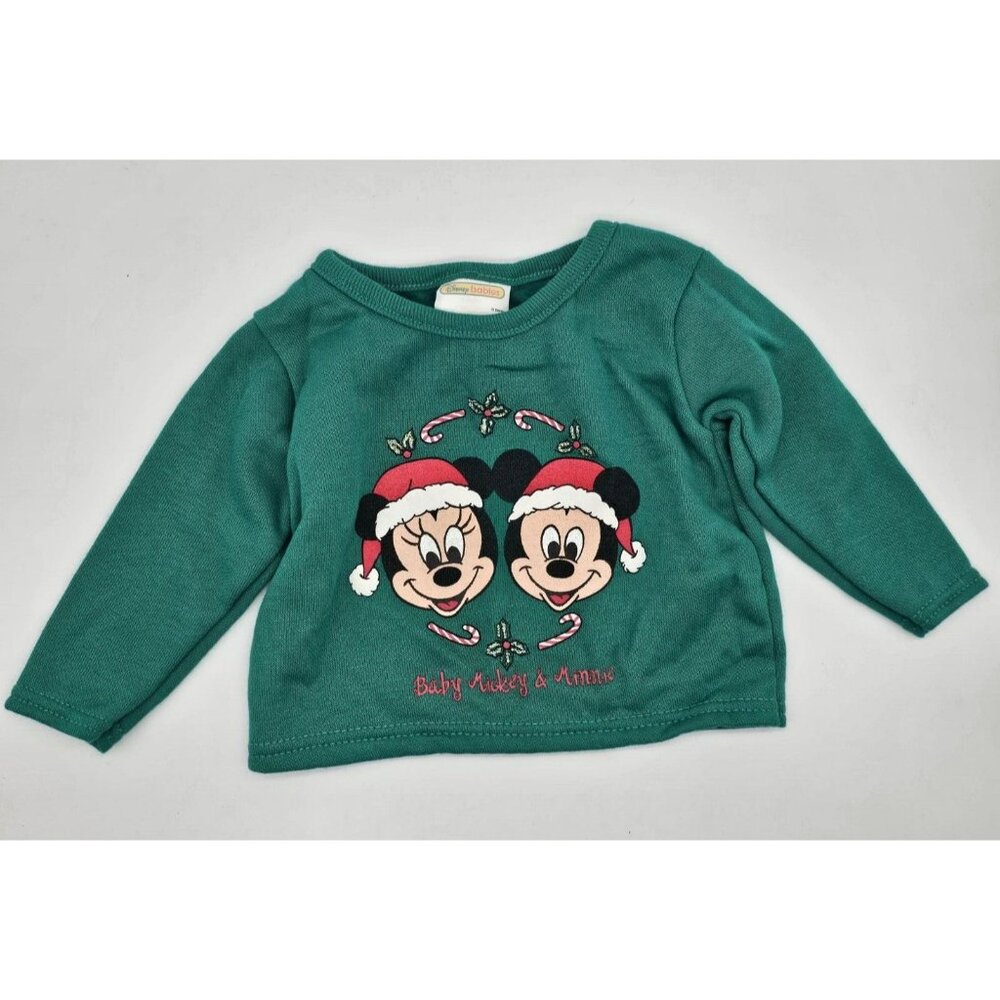Disney Babies Christmas Sweatshirt Baby Size 9 Months MIckey Minnie Vintage 90s